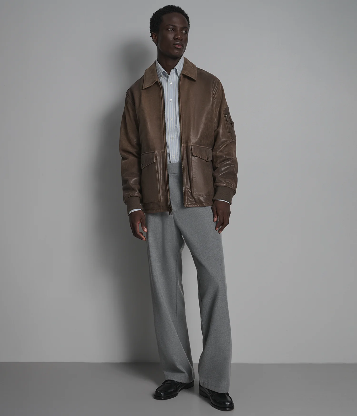 Damian Vintage Leather Bomber Jacket