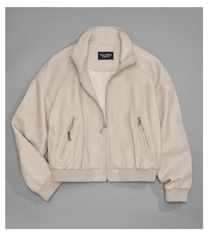 Twila Cropped Leather Bomber Jacket