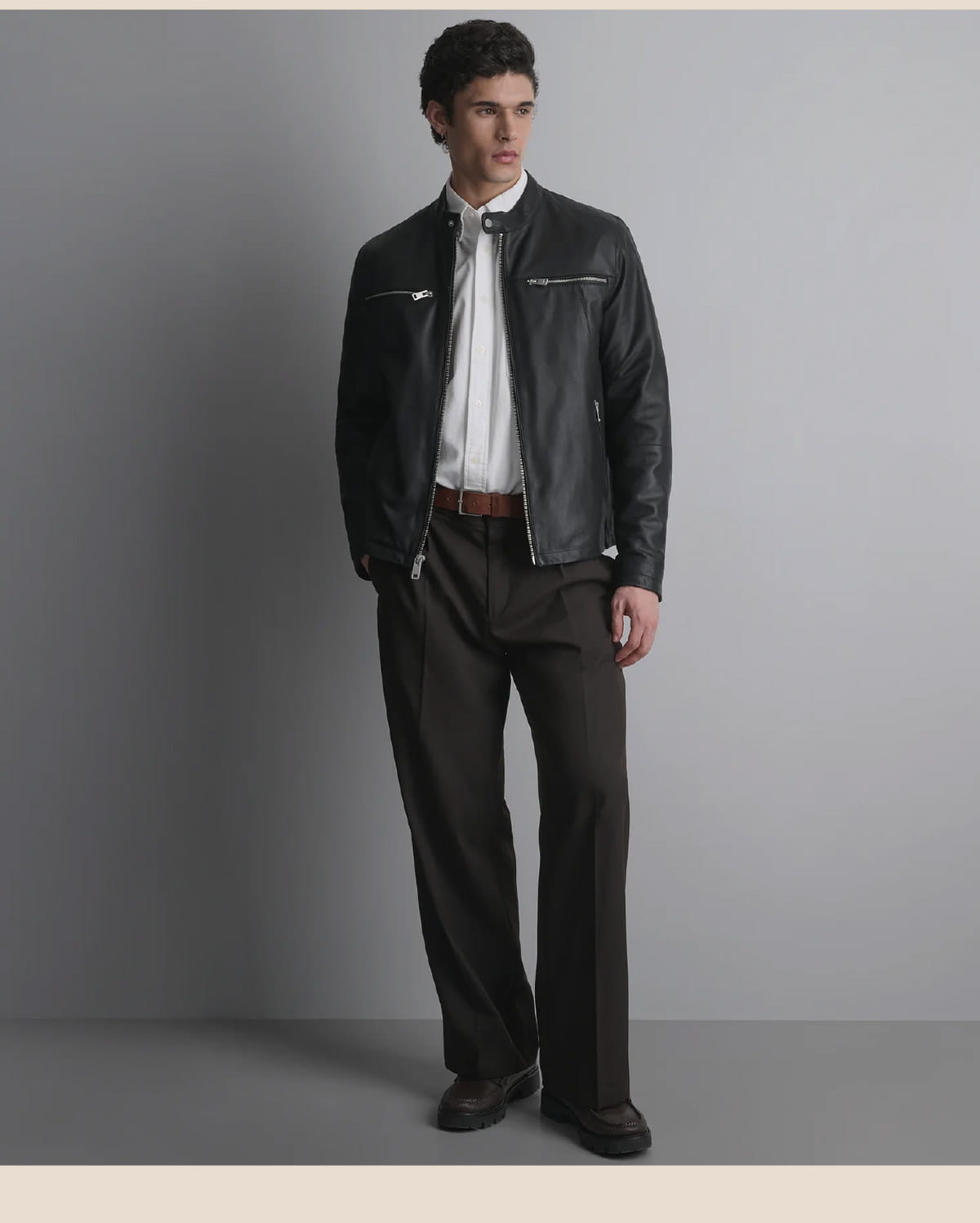 Quinton Lightweight Leather Racer Jacket