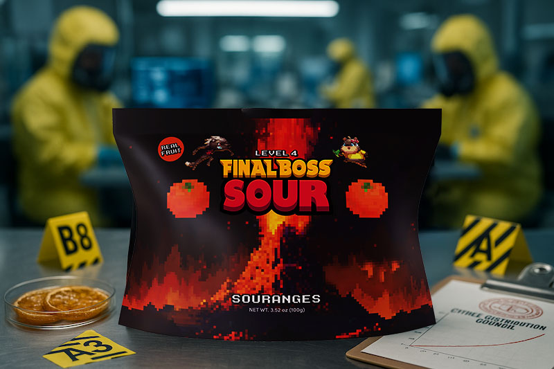 A bag of Souranges sits in a lab