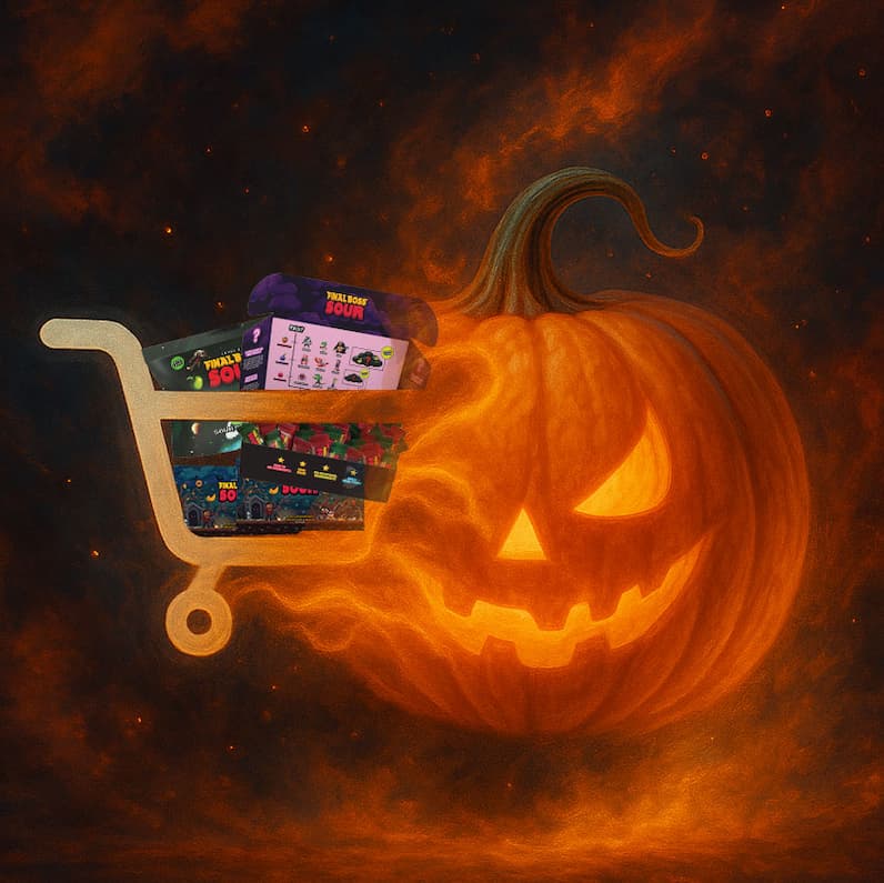 Shopping cart full of Final Boss Sour turns into pumpkin