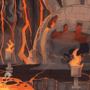 Live cam footage of the Temple of Flames — Magmara's lava-choked Souranges Level 4 territory in North Gooberland