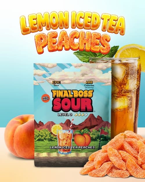 Final Boss Sour Level 3 Lemon Iced Tea Peaches 4-pack product bag