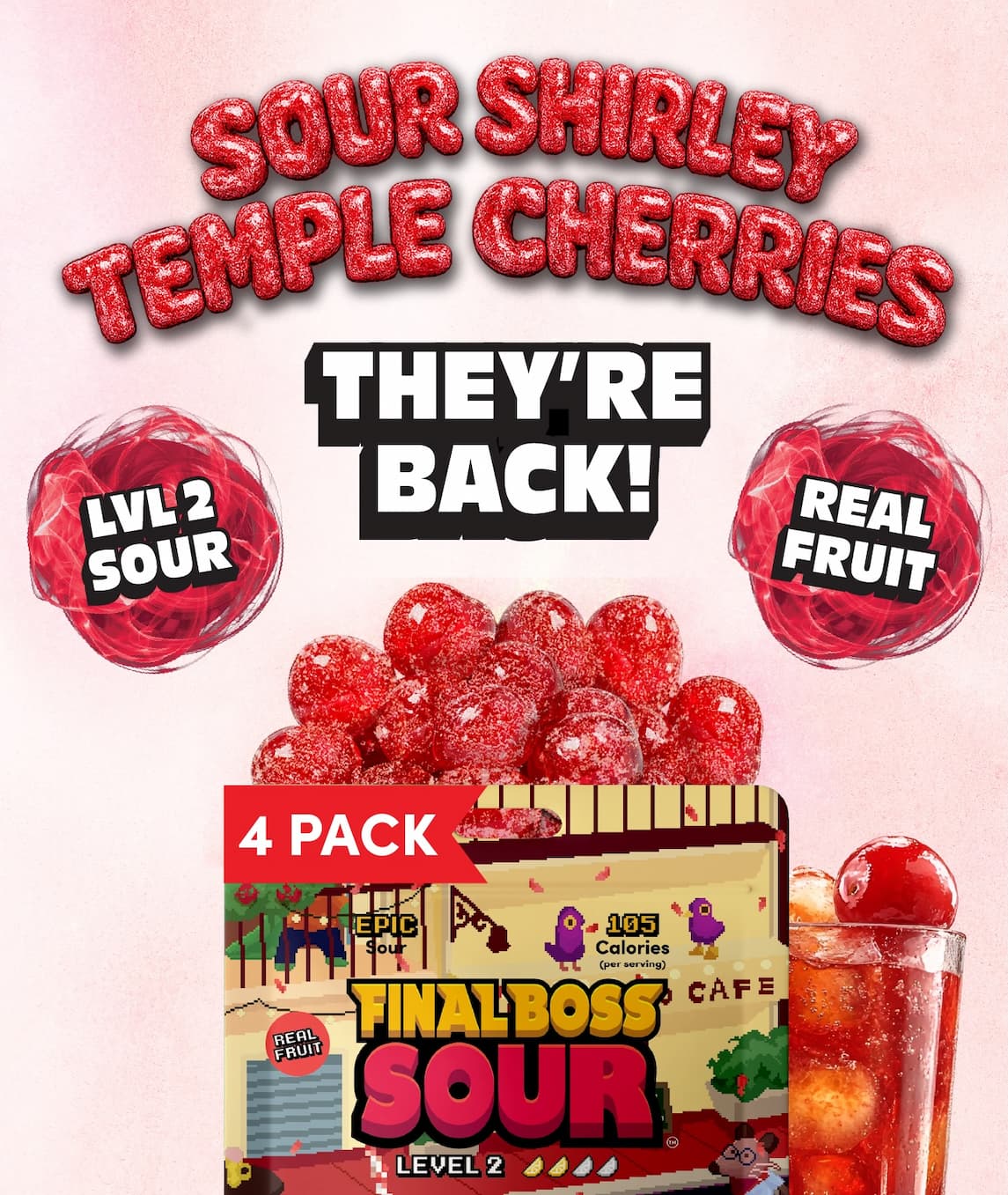 G FUEL x Final Boss Sour Level 2 Sour Shirley Temple Cherries product packaging