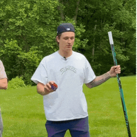 Trevor Zegras and London Lazerson face off in a grape puck shootout at Zegras's upstate New York home rink