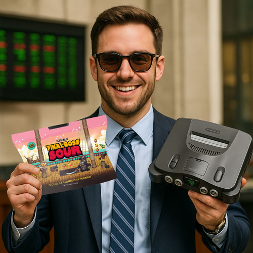 Investment bro with Final Boss Sour