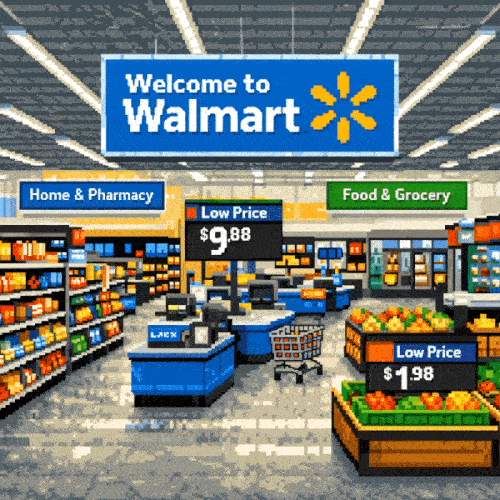 Animated bee flies around Walmart