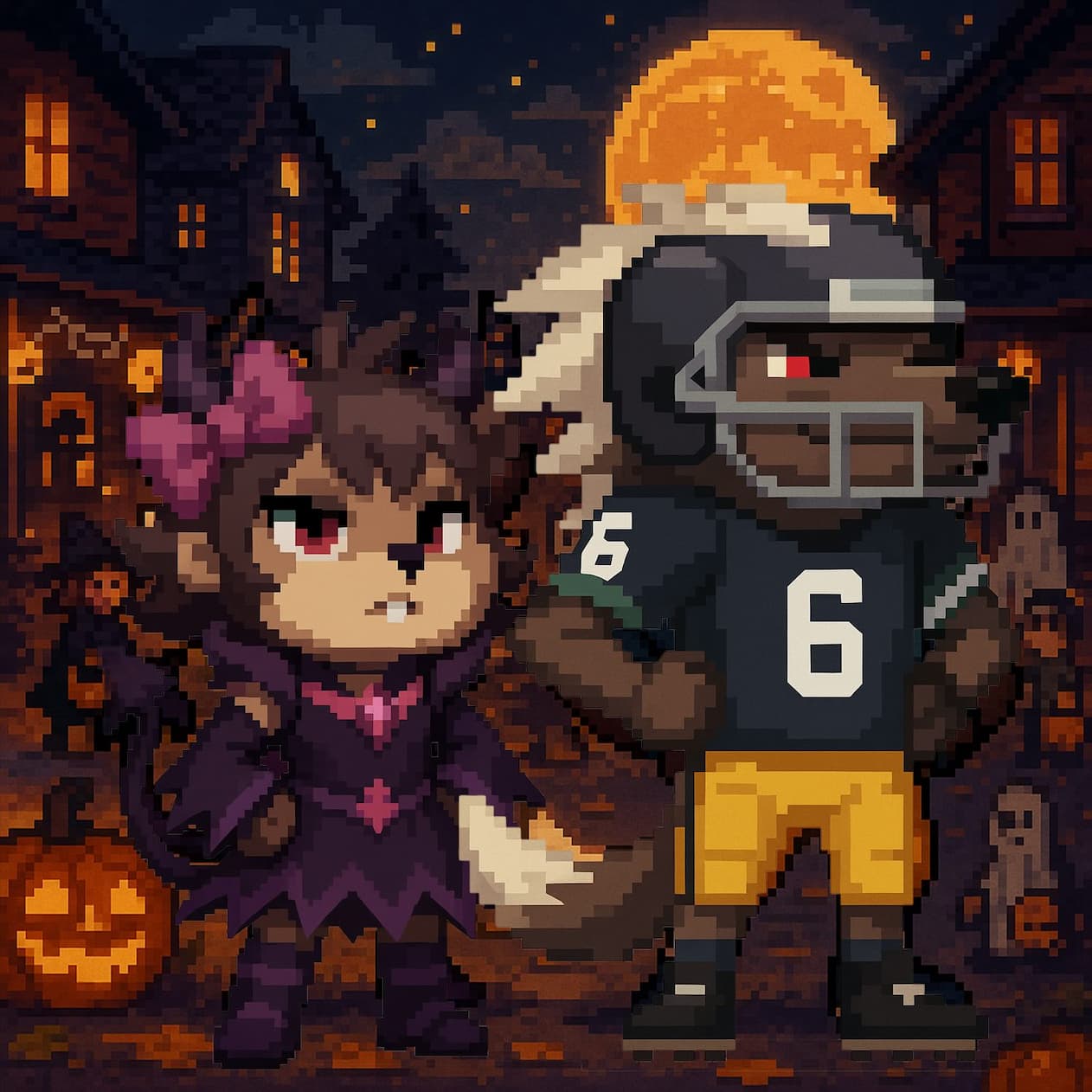 Hank and Quinnie in Halloween costumes