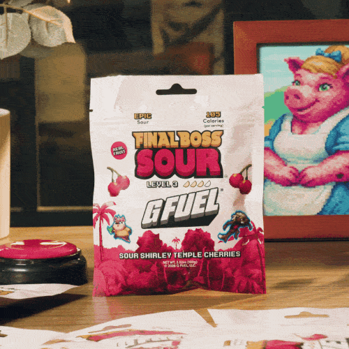 G Fuel x FBS Level 3 Shirley Temple 4-Pack product hero on Level 3 Cranberry background