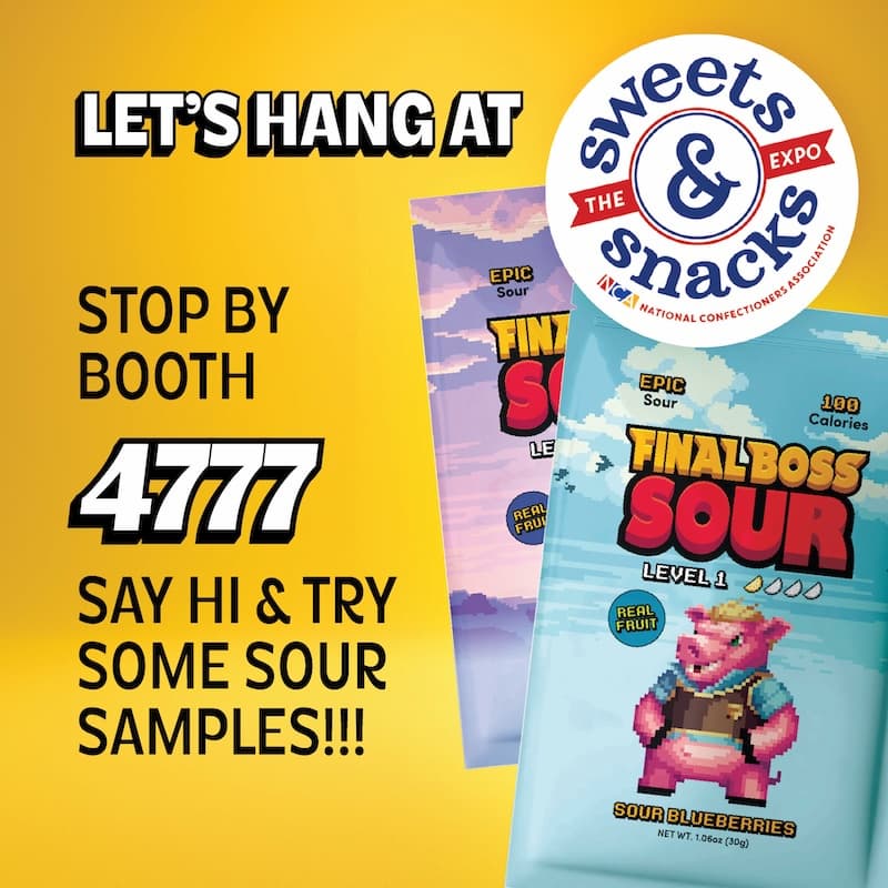 Final Boss Sour at Sweets & Snacks Expo Las Vegas booth