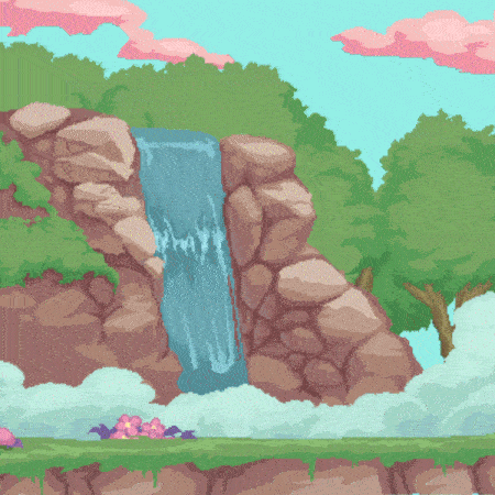 Animated komodo dragon miniboss Melsh walking in front of waterfall