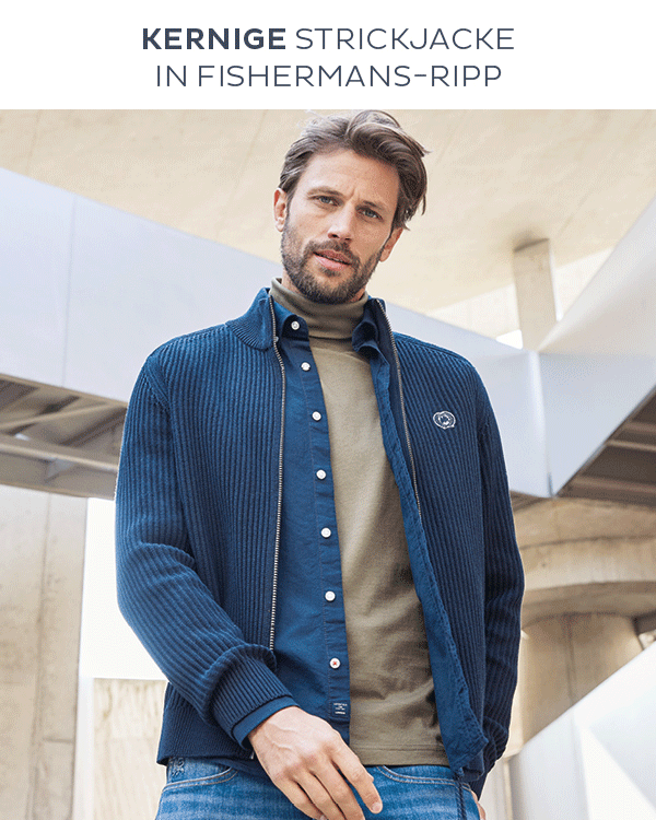 Kernige Strickjacke in Fishermans-Ripp