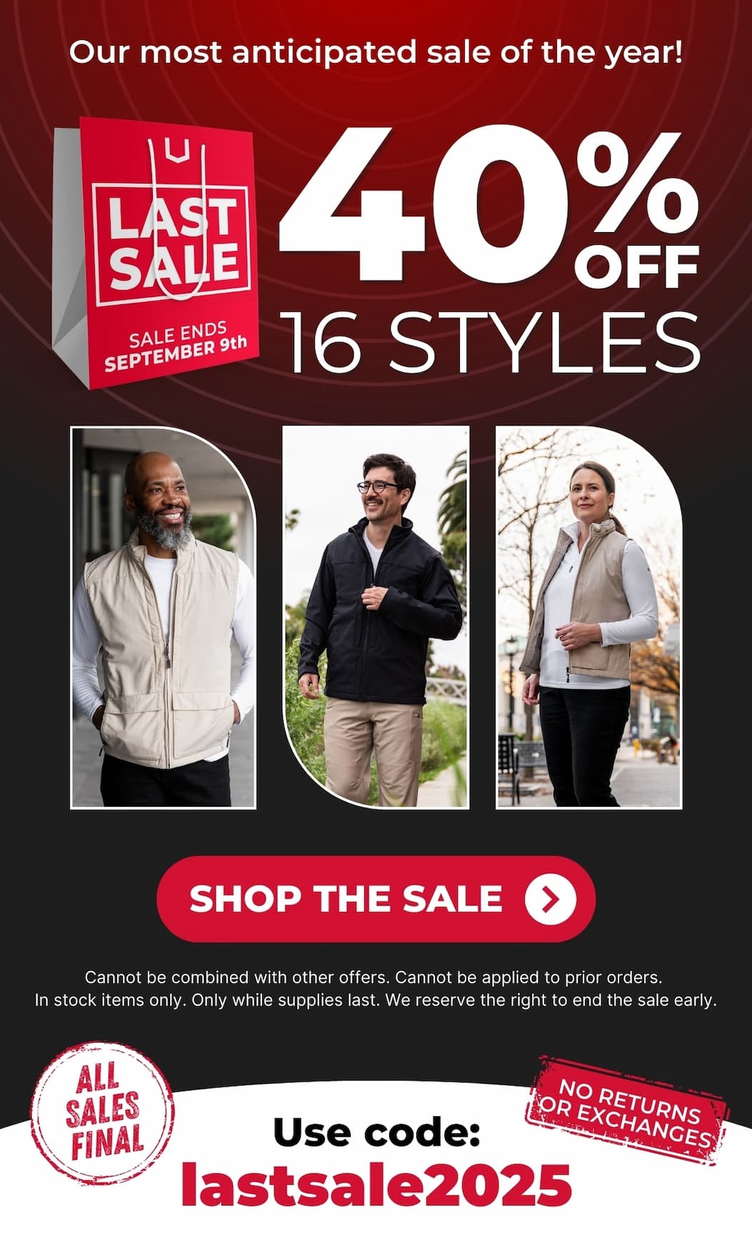 LASTSALE 2025 40% off 16 styles