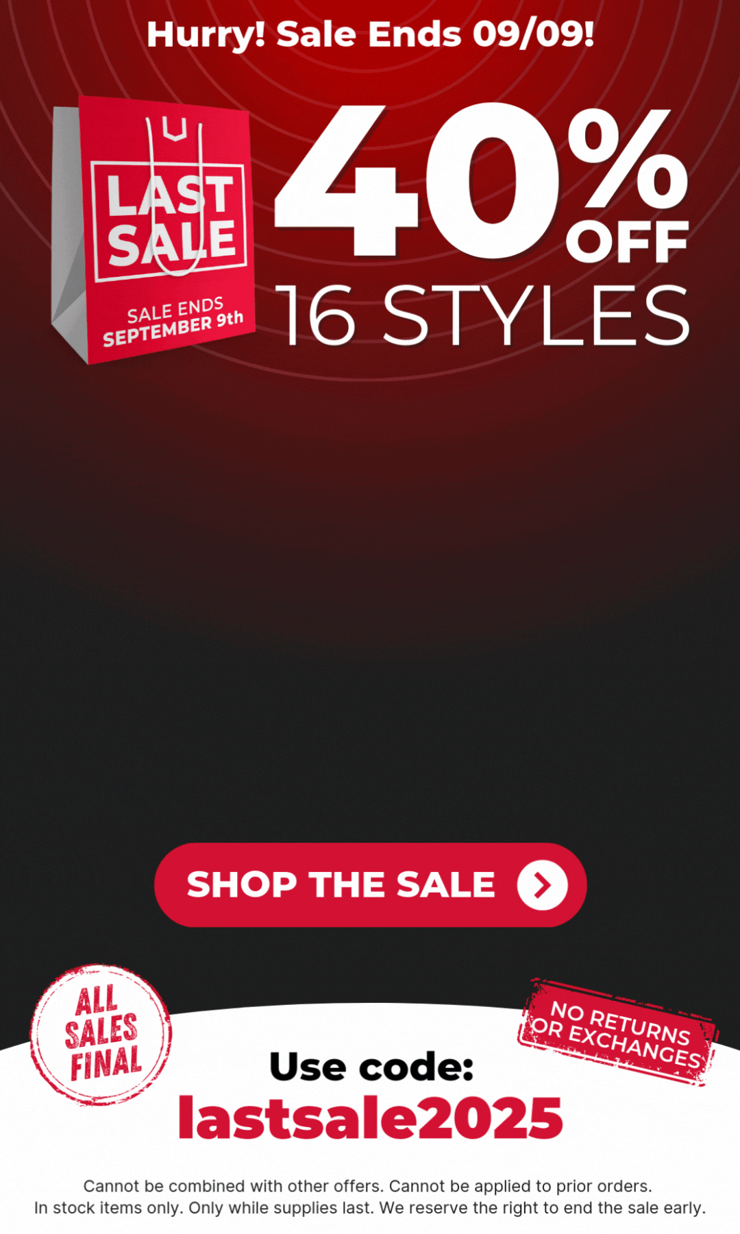 LASTSALE 2025 40% off 16 styles ENDS TONIGHT