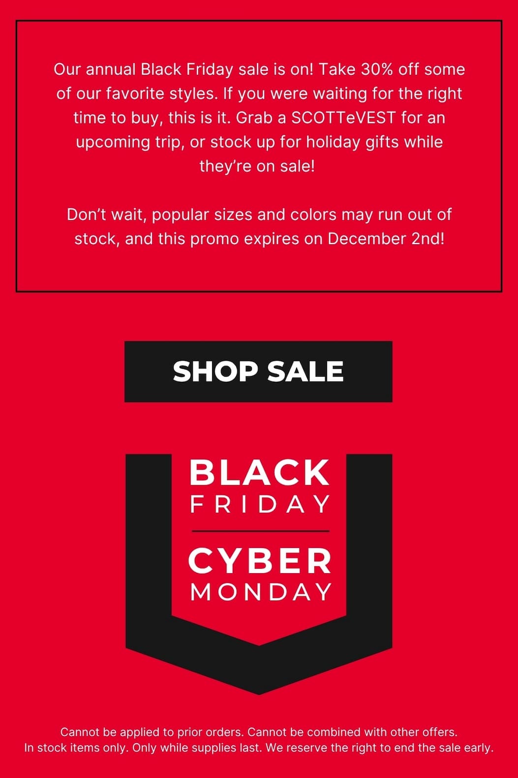 2025 30% off Black Friday - Cyber Monday deals through December 2nd