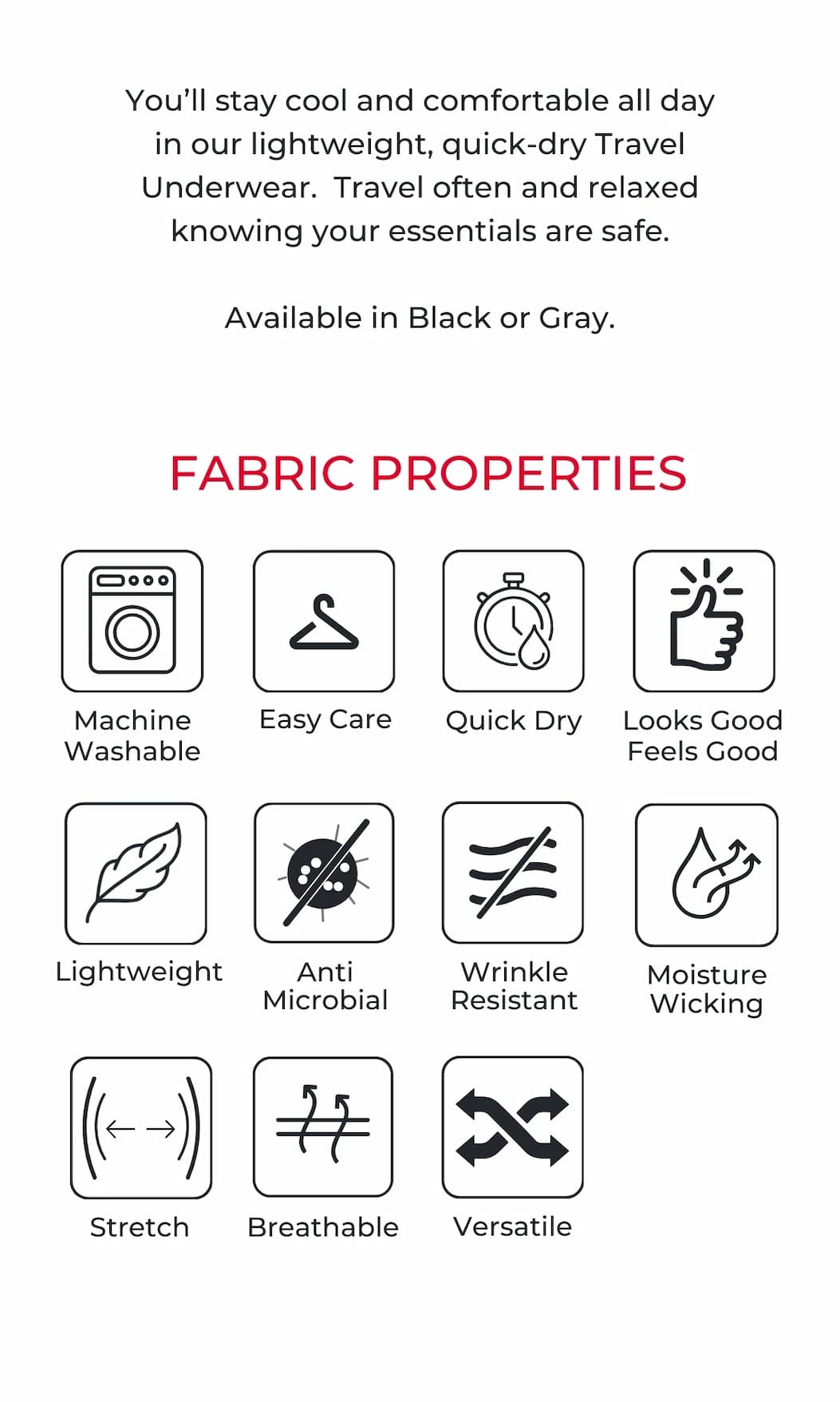 Men's Travel Underwear Fabric Properties