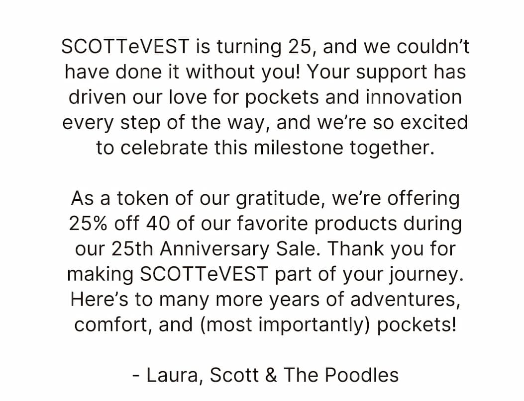 SCOTTeVEST is turning 25