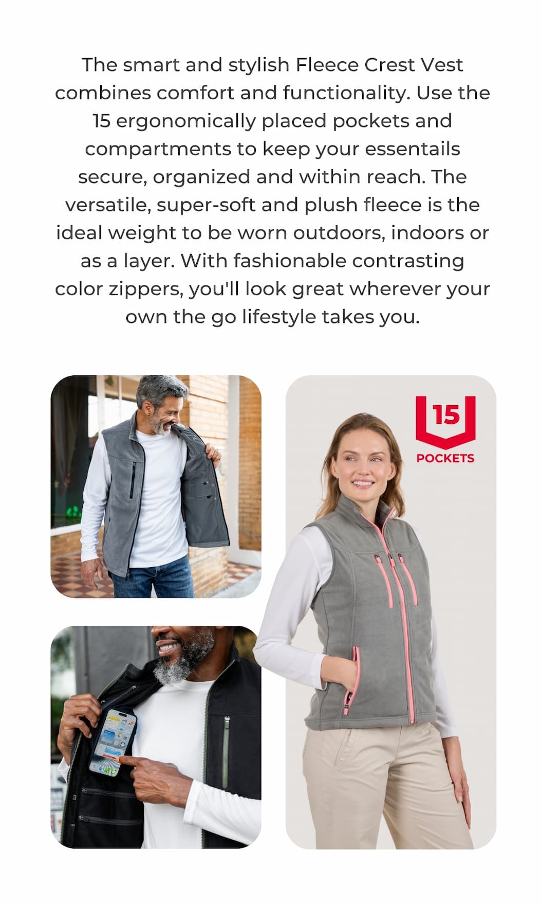 Fleece Crest Vests for Men and Women are Back in Stock