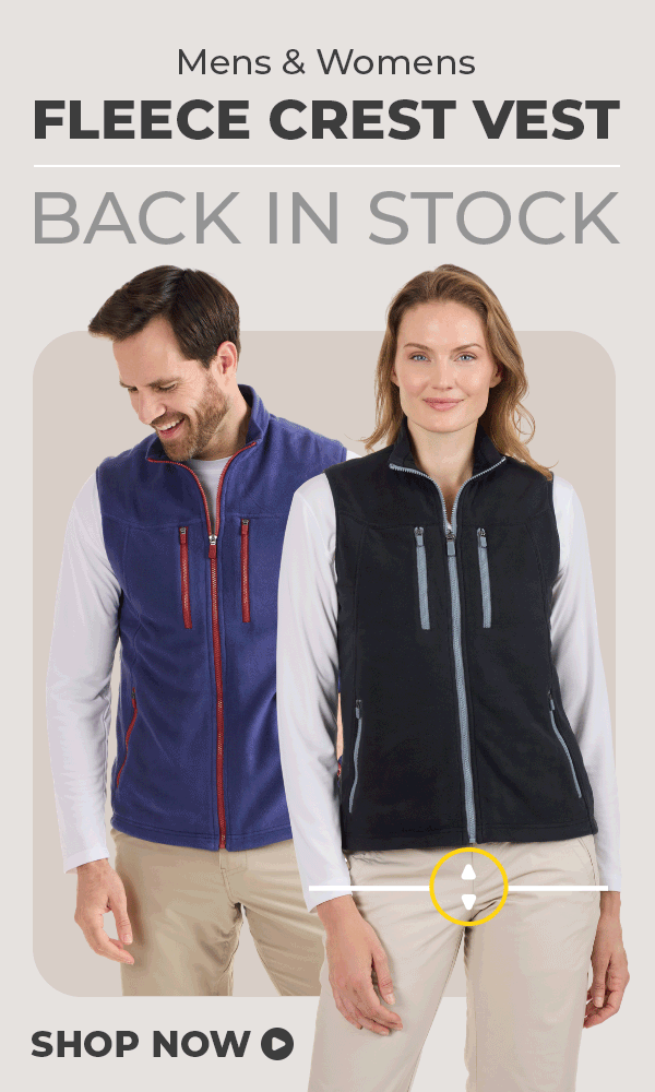 Fleece Crest Vests for Men and Women are Back in Stock
