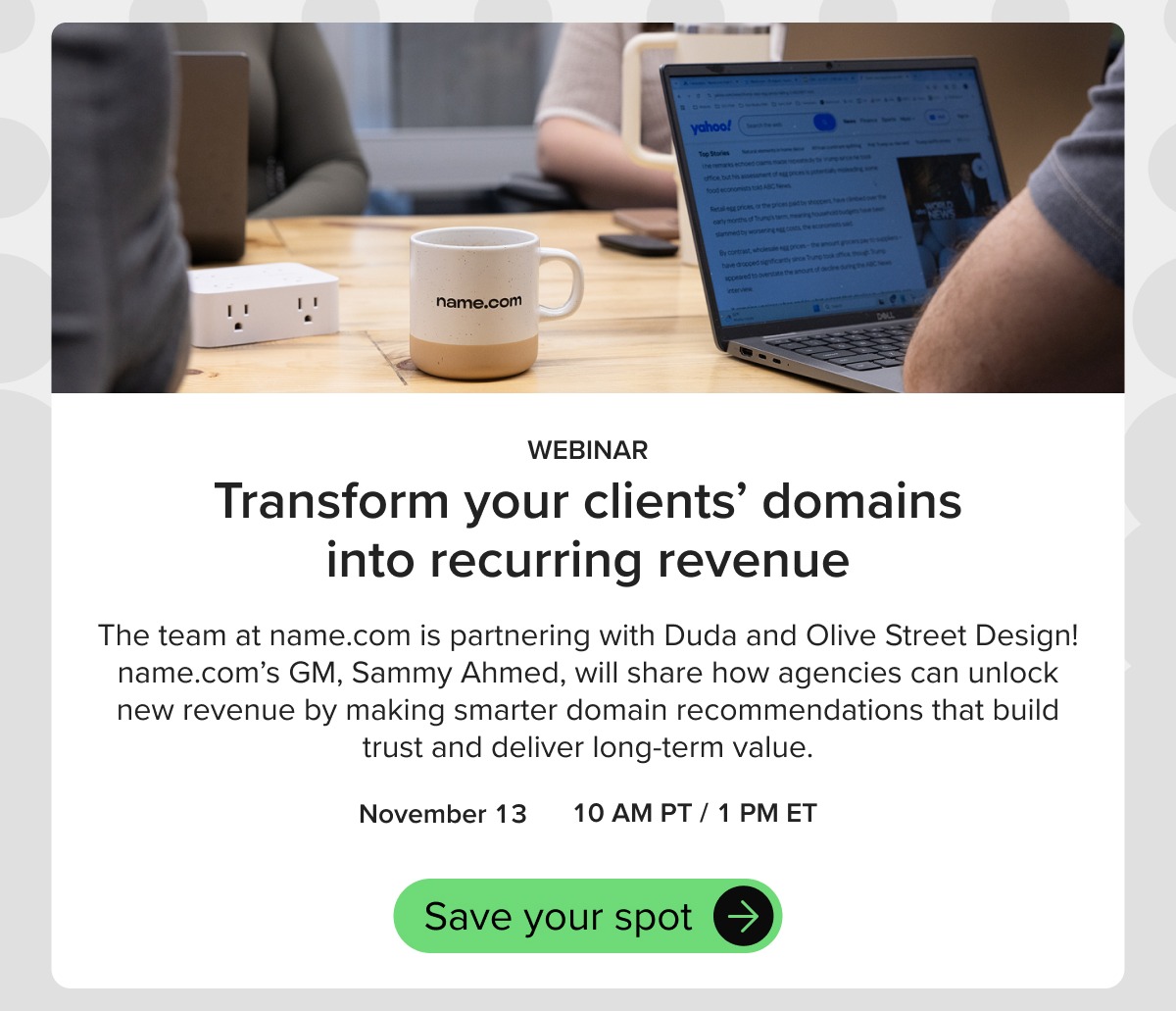 Transform your clients' domains into recurring revenue