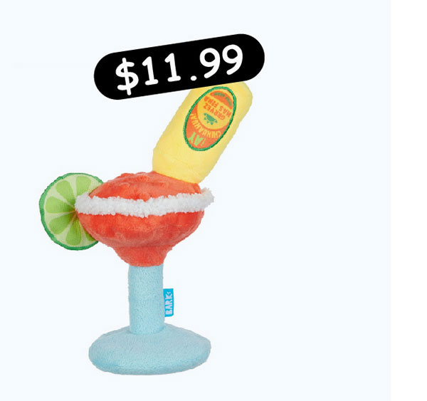 BARK Plush Drink Dog Toy - Bulldog Barkarita