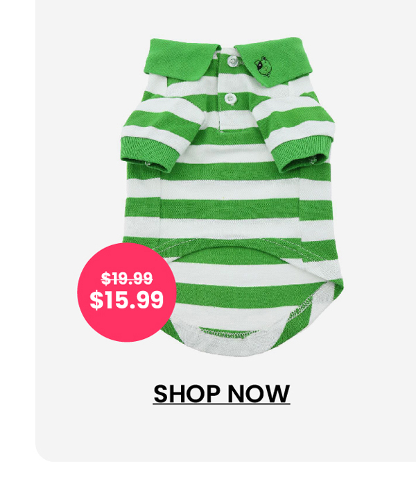 Striped Dog Polo by Doggie Design - Greenery and White
