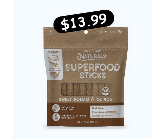 Dog Treat Naturals Superfood Sticks Dog Treats - Sweet Potato & Quinoa
