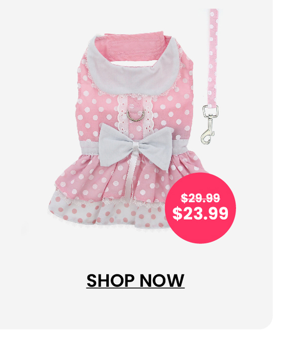 Pink Polka Dot and Lace Designer Dog Harness Dress by Doggie Design