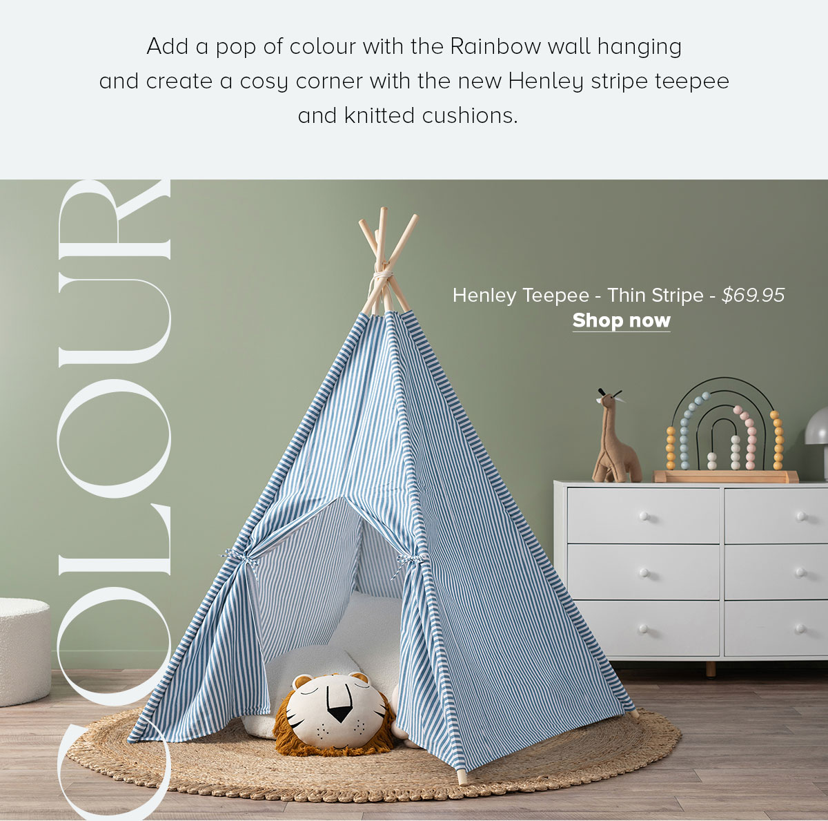 Henley Teepee - Thin Stripe