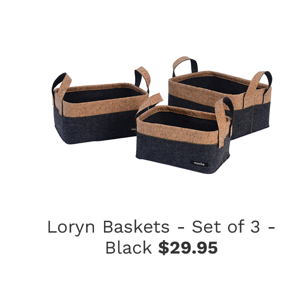 Loryn Baskets - Set of 3 - Black $29.95