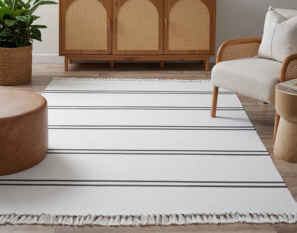 KOBIE COTTON BLEND STRIPED FLOOR RUG