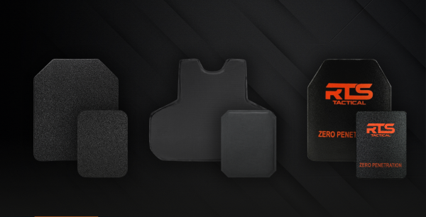 RTS Tactical armor plate lineup showcasing soft and hard armor options