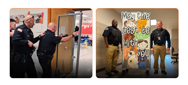 Images of officers using gear in schools 