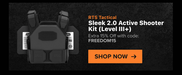 RTS Tactical Sleek 2.0 Level III+ LWR5 Active Shooter Kit. Shown in black with color options. 15% off with FREEDOM15.