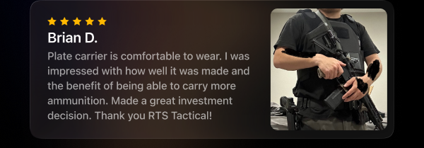 Customer Review: Brian D. with plate carrier – highlights durability, comfort, and loadout capacity