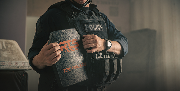 Officer with an RTS Tactical plate carrier and armor