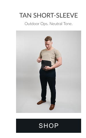 Tan short sleeve ballistic compression shirt with armor panel