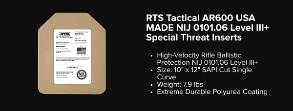 AR600 USA MADE NIJ 0101.06 Level III+ Special Threat Inserts