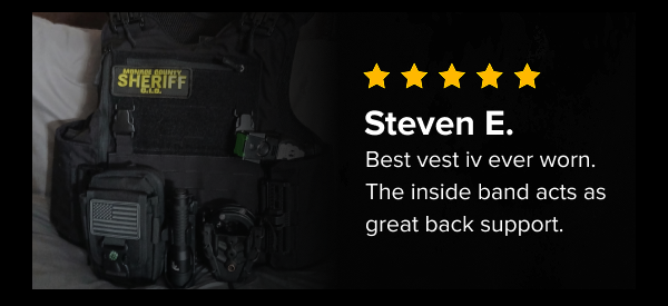 Steven E. review – black RICO vest with attached pouches, worn by Sheriff's department
