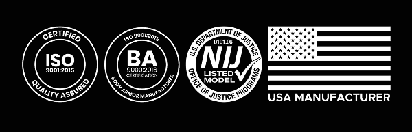 Certification badges and USA manufacturer graphic
