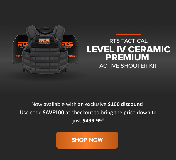 RTS Tactical Level IV Ceramic Premium Active Shooter Kit with $100 discount offer.