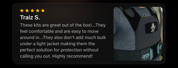 Customer Review: Traiz S. wearing RTS Tactical kit – praises low-profile comfort and concealment