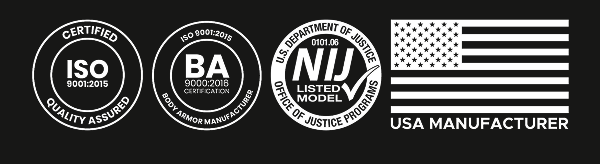 RTS Tactical ISO certified, BA9000 certified body armor manufacturer, NIJ listed models, USA manufacturer