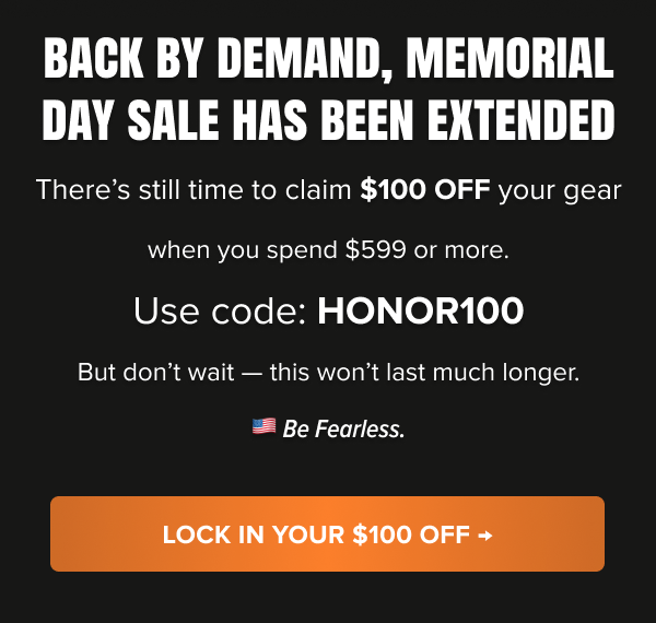 RTS Tactical Memorial Day tribute: A salute to those who gave all and those still serving. $100 off orders $599+. Code: HONOR100. CTA: Gear Up With Purpose.