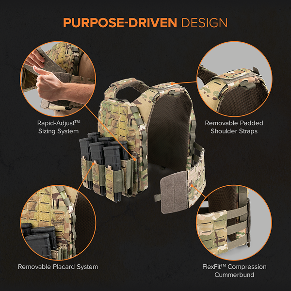 RTS Tactical SOPC plate carrier showing adjustability and modular features