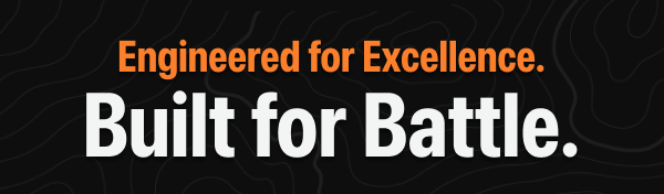 RTS Tactical message: Engineered for Excellence. Built for Battle, over tactical topographic background.