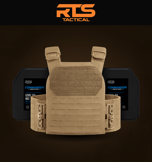 RTS Tactical Level IIIA Active Shooter Kit – includes HST Plate Carrier and two 11x14 NIJ Certified soft armor inserts.