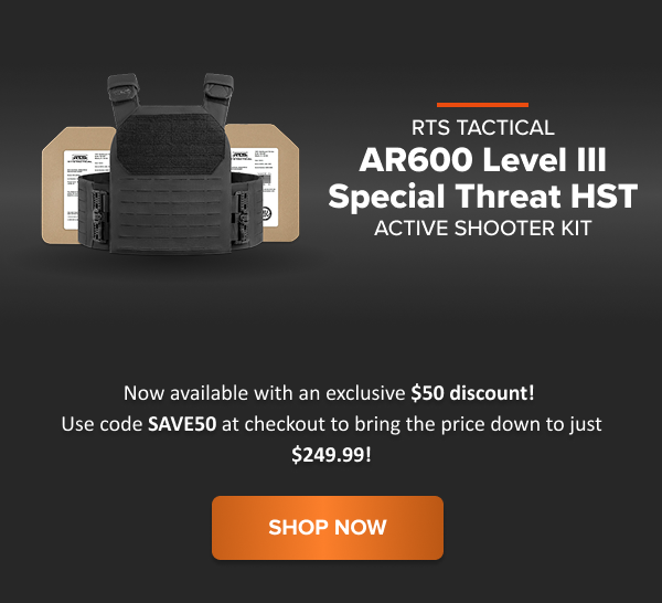 RTS Tactical Level IV Ceramic Premium Active Shooter Kit with $100 discount offer.