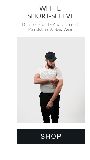 White short sleeve ballistic compression shirt for covert protection