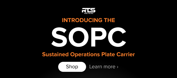  SOPC Sustained Operations Plate Carrier banner with RTS Tactical logo and a shop button.